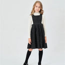 kids girls plaid winter jumper dress children teen girl Wool like fabric vest jumper dresses clothing