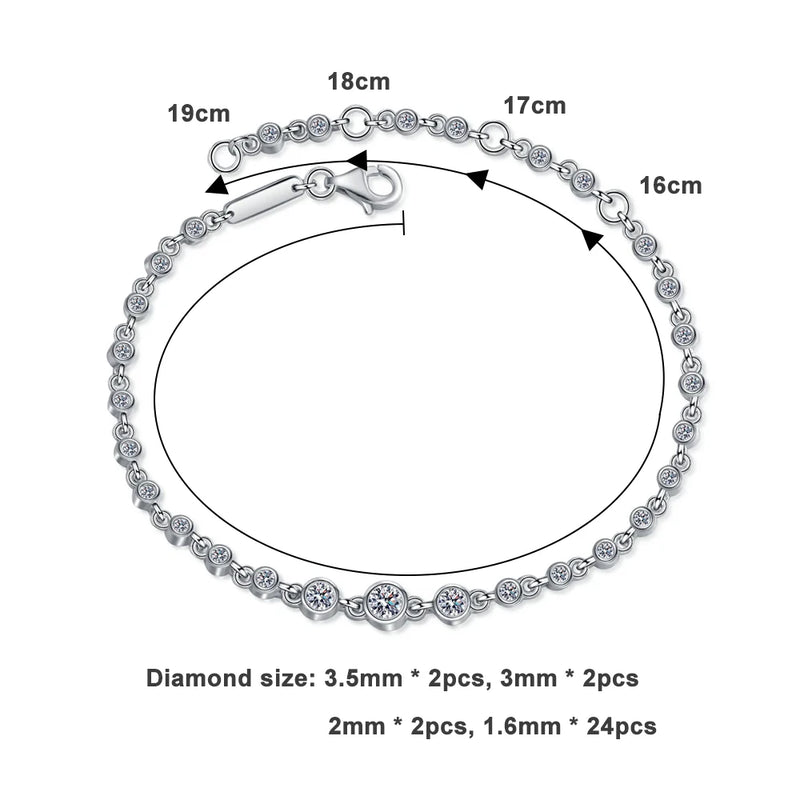 Tennis Bracelets for Women Round Lab Diamond GRA 925 Sterling Silver 18k Dainty Bracelet Gift Jewelry