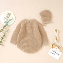 Newborn Infant Toddler Baby Girl Boy Rompers Warm Knit Jumpsuit Soft Outfits Hats Clothing