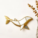 Resin whale ornament special design of mirror inlay on the surface suitable for home wall decoration