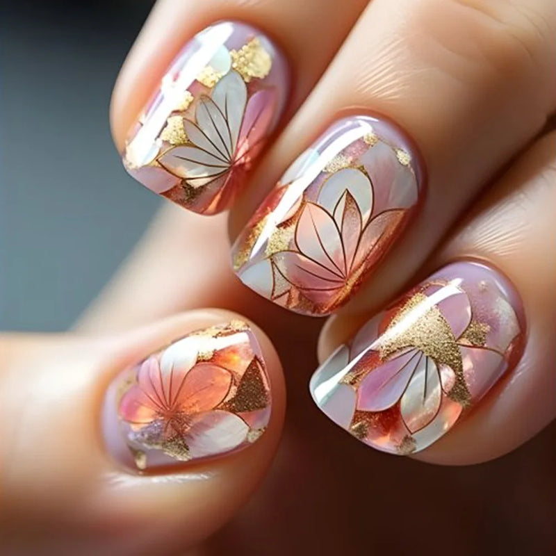 Nail Short Square Head False Nails Press on Nails Art Full Cover Manicure Tips