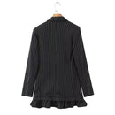 Women Black Gothic Striped Blazer Jacket Outerwear Suit Coat Clothes