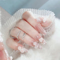 Pink Press on Nails with Flash Glitter Decor Split Design