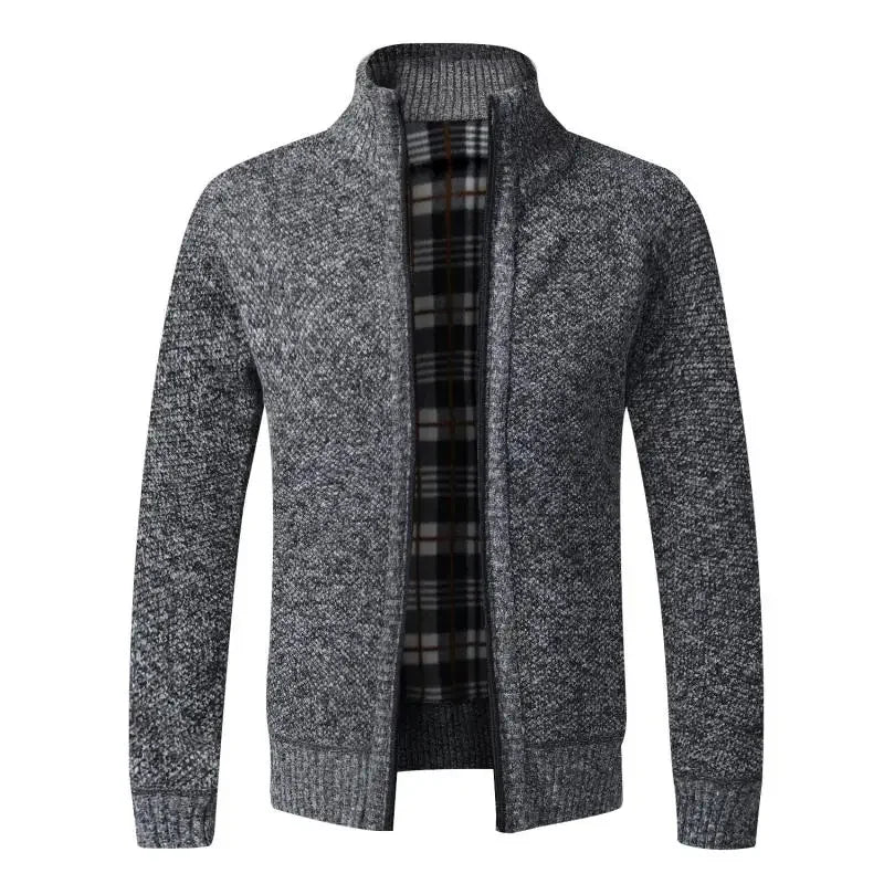 Men's Knit Cardigan Winter Vintage Warm Fleece Clothing Over Slim Fit Sweaters Male Outerwear Coat