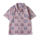 Shirt Men Summer Streetwear Loose Casual Plaid Button Shirts