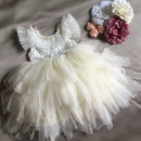 Toddler Girls Beaded Flutter Sleeve Dress Princess Clothes for Wedding Party Birthday Baptism Kids Outfit