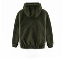 Mens Fleece Sherpa Padded Jacket Hoodie Fluffy Fleece Open Front Cardigan Button Down Soft Coat Fall Outwear With Pocket