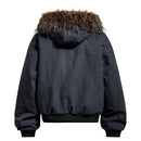 Spliced Hooded Cargo Padded Jacket Men Winter Casual Retro Removable Hat Thick Outerwear Man