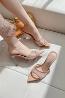 Diamond high heeled slippers for women with thin heels toes soles high heels sandals