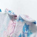 Summer Princess Baby Girls Dresses Floral Print Collar Party Birthday Kids Short Sleeve Frocks