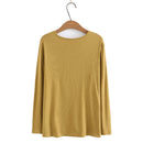 Autumn T-Shirt Women Clothing High Stretch Slim Fit Cotton Tops Basics O-Neck Long Sleeve Solid Tees