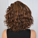 Highlight Brown Short Curly Bob Lace Front Human Hair Wig For Women Hair