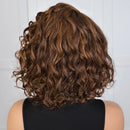 Brown Short Curly Bob C Part Lace Front Human Hair Wigs For Women Hair Glueless Wigs