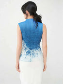 Women's Half-neck Gradient Pleated Tops Sleeveless Slim-fit  Female Summer