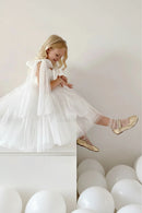 Summer Toddler Baby Girls Party Dresses Girls Wedding Evening Baptism 1st Dresses Formal White Dress For Children Girls