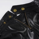 Leather Shorts Black High Waist Zipper Pocket Design Shorts Women
