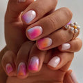 Nail Art Colored Short False Nails Detachable Finished Fake Nails Press on Nails