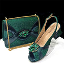 Luxurious Italian Women's Party Shoe and Bag Set – Elegant Black Rhinestone Peep-Toe High Heels Sandals