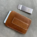 Genuine Leather Money Clip Wallet Card Holder Metal Men Slim Bills Cash Clips Clamp