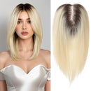 Blonde Toppers for Women Mono Top Hand-Tied Lace Base Four Clips in Topper Hair Extensions