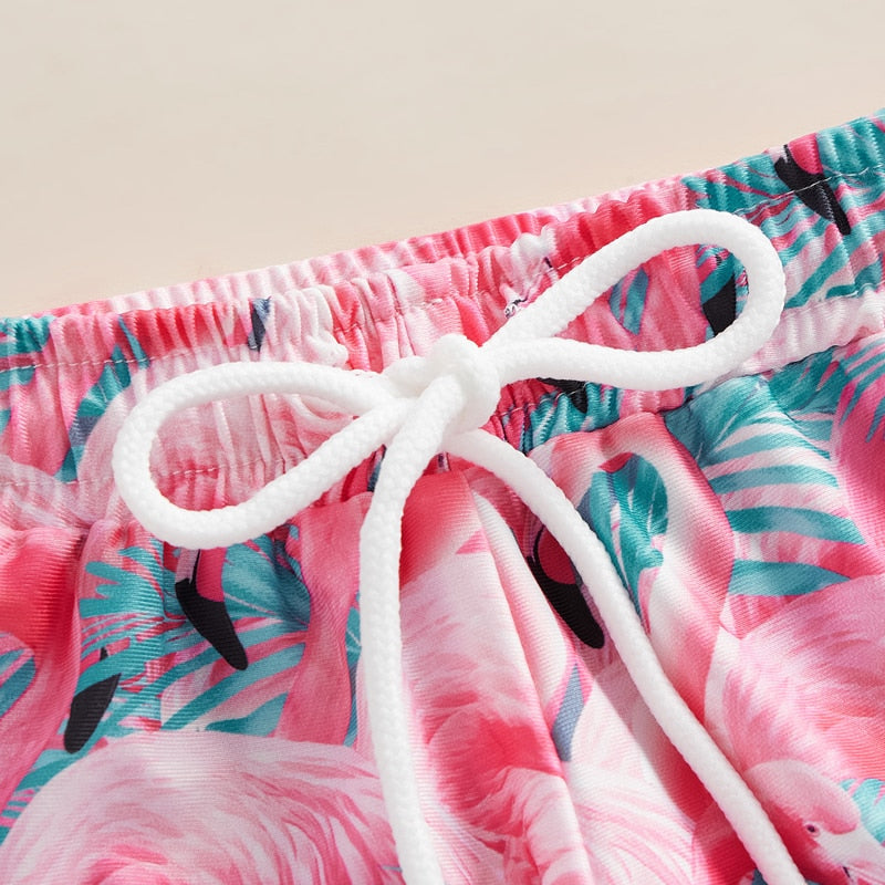 Flamingo Swimming Trunks For Girls Boys Swim Trunks Swimsuit Children Swimwear Kids Swimming Shorts Baby Bathing Suits