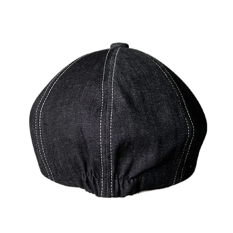 Newsboy Caps Black Beret British Gatsby Cap Spring Autumn Denim Fabric Hat