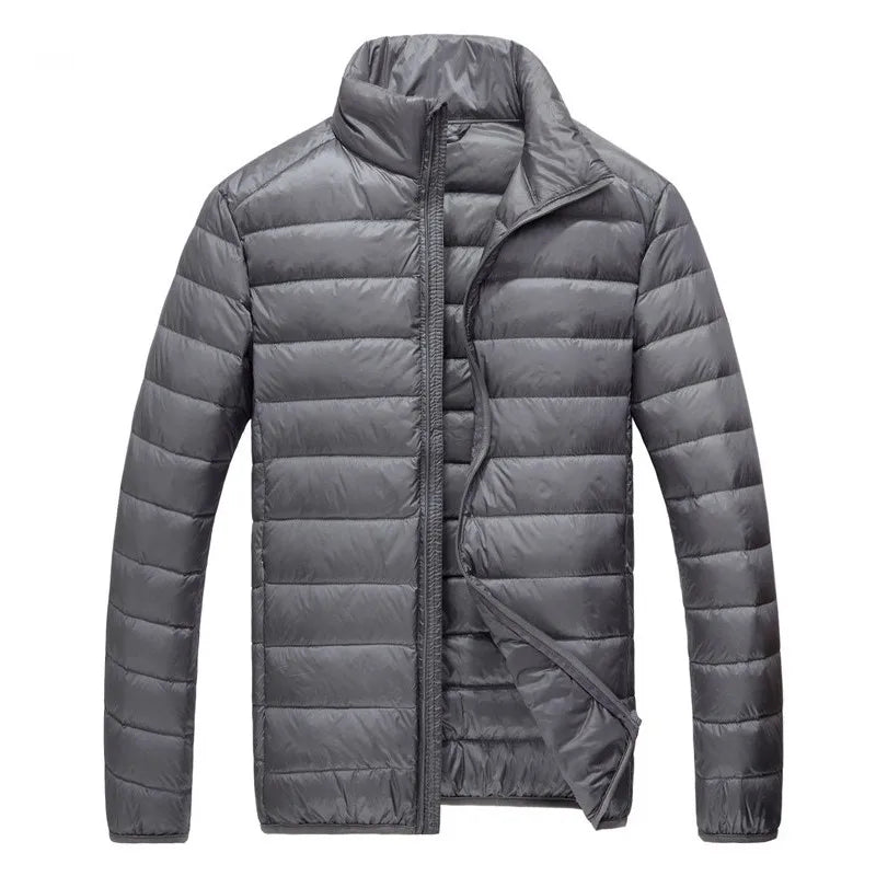 Autumn Duck Down Light Thin Solid Slim Casual Stand Collar Mens Down Jacket Male Down Coat