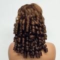 Lace Closure Loose Bouncy Wave Wavy Curly Human Hair Wig for Black Women Highlight Color