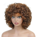 Mannequin head with a brown curly wig labeled 'Obroi' on a white background