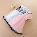 Girls Summer Princess Dress Children Short Sleeves Mesh Dress Kids Clothing Elegant Bow Tie Party Birthday Dresses
