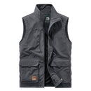 Spring and Autumn Men Casual Vest Solid Loose Multi-pocket Vest Outdoor Mountaineering Tactical Sports Top Men Clothing