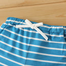 Baby Boy Embroidered Hooded Tank Top and Striped Shorts Set