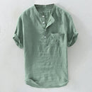 Men Casual Blouse Linen Shirt Loose Tops Tee Shirt Summer Casual Handsome Men Shirts