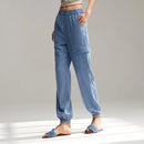 Women Elastic Waist Drawstring Jogging Trousers Loose Summer Cool Feeling Sunscreen Trousers