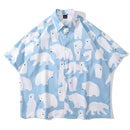 Polar Bear Shirts Loose Shirts Men Summer Button Up Blouse Casual Oversized Shirts