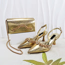 Shoes And Bag Sets For Evening Party With Stones Italian Leather Handbags Match Bags