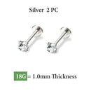 2/8PCS Stainless Steel Stud Cartilage Piercing Jewelry Helix Tragus Lip Gold Tiny Earrings for Women