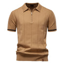 Summer Men's Knit Polo Shirt - Breathable & Stretch Turn-Down Collar Social Events