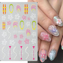 White Flowers Nail Stickers Summer Small Daisy Floral Leaves 3D French Line Nail Art Decorations Self-Adhesive Slider Manicure