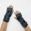 Women's Fingerless Short Ripped Short Gloves Girls Dancing Performance Party Punk Gloves