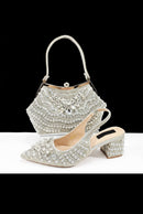 Crystal Decoration Special Heels Shoes And Bag Set Newest Shoes And Bag Set For Evening Party