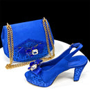 Shoes for Women Rhinestone Peep Toe Bow Gold Italian Shoes and Bag