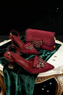 Rhinestone Pointed Toe High Heels - Elegant Women's Party & Wedding Shoe and Bag Set