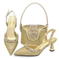 Shoes And Bag Sets For Evening Party With Stones gold Italian Handbags Match Bags