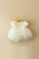 Baby Girl Princess Flower Dress Short Puff Sleeve Infant Toddler Child Tulle Birthday Wedding Baby Clothes 1-10Y