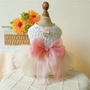 Female Tulle Dresses Ribbon Bow Dog Clothes For Small Medium Dogs Party Skirt Pet Apparels