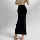 Basic Long Skirt Women Trumpet Vintage Elegant Bodycon Skirts High Waisted Casual Clothing