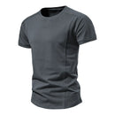 Men Summer O Neck Solid Color T Shirt Mens Fashion Slim Casual Tees Breathable Streetwear Man