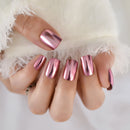 Chrome Punk Metallic Press On False Nails Medium Short Length Fingernails Bright Acrylic Manicure Art