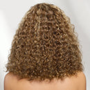 Lace Honey Blonde Highlights Water Wave Curly Bob Wig 180% Density Pre Cut Pre Bleached Glueless Wig Human Hair